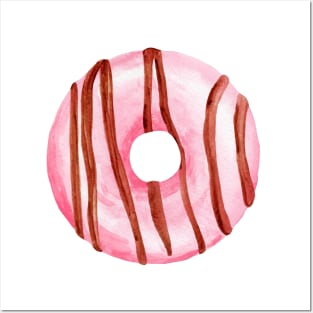 Pink round donut Posters and Art